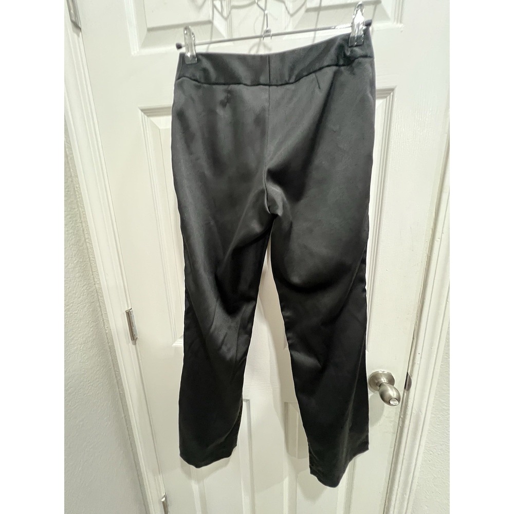 vintage Black Embroidered‎ Floral Satin Pants Evening Party Cocktail
